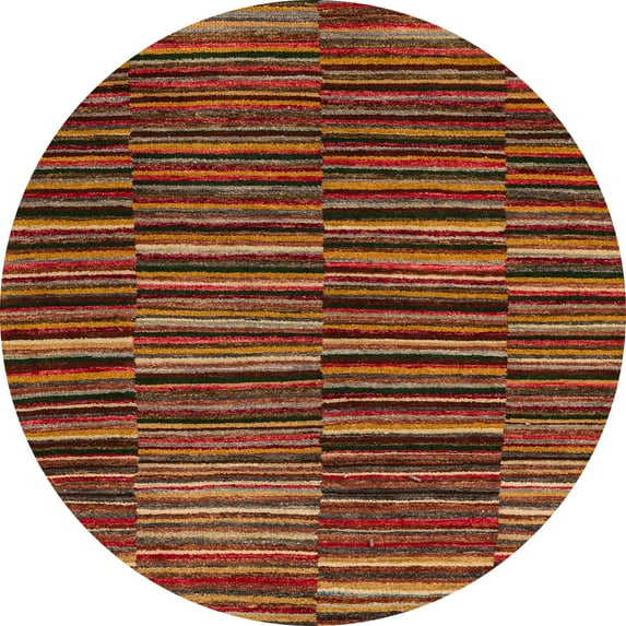Ahgly Company Indoor Round Abstract Saffron Red Abstract Area Rugs, 7' Round