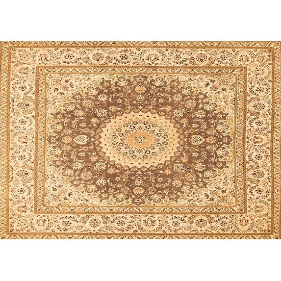 Ahgly Company Indoor Rectangle Medallion Orange Traditional Area Rugs, 7' x 9'