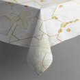 thumbnail image 3 of White Gold Leaf Hexagon Marble Pattern Rectangle Tablecloth 60"x84",Waterproof Polyester Rectangle Table Cloth, Wipeable Spillproof Polyester Tablecloth for Dining, Camping, Indoor and Outdoor, 3 of 5