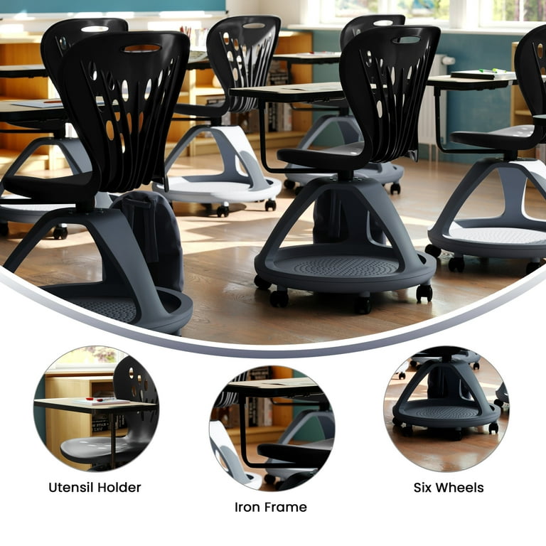 Flash Furniture Plastic Mid Back Desk Chair with Casters, 265 lb