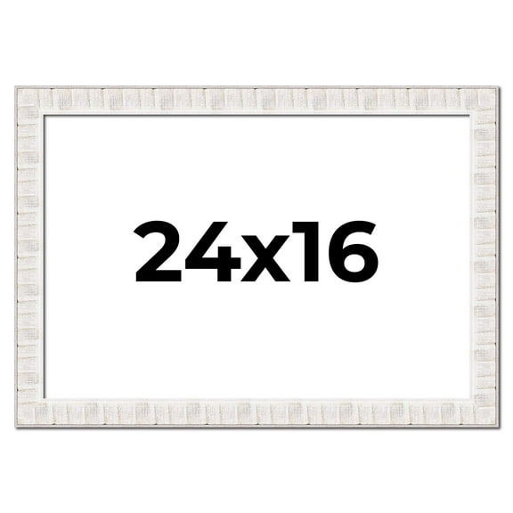 24x16 Frame White Sonoma Rustic Wood Picture Frame | 1.5 Inch Moulding Width | Complete with UV