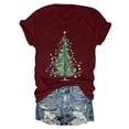 thumbnail image 6 of UngA Womens Christmas T Shirts Short Sleeve Cotton Crewneck T-Shirt Merry Christmas Xmas Tree Tee Tops Casual Basic Women Christmas Shirts (Wine,M), 6 of 6