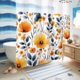 thumbnail image 5 of No Hook Shower Curtain, Orange Blue Spring Shower Curtains for Bathroom with See Through Top Window, Summer Flower Botanical Waterproof & Washable Bath Curtain Long 72"x78", 5 of 9