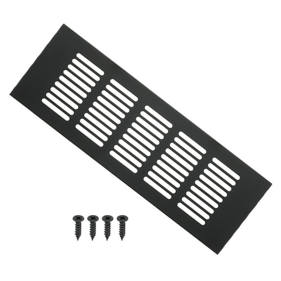 Uxcell 9"x3.2" Rectangle Air Vent Cover Door Grille Ventilation Cover Louvered with Screws for Cabinet Black