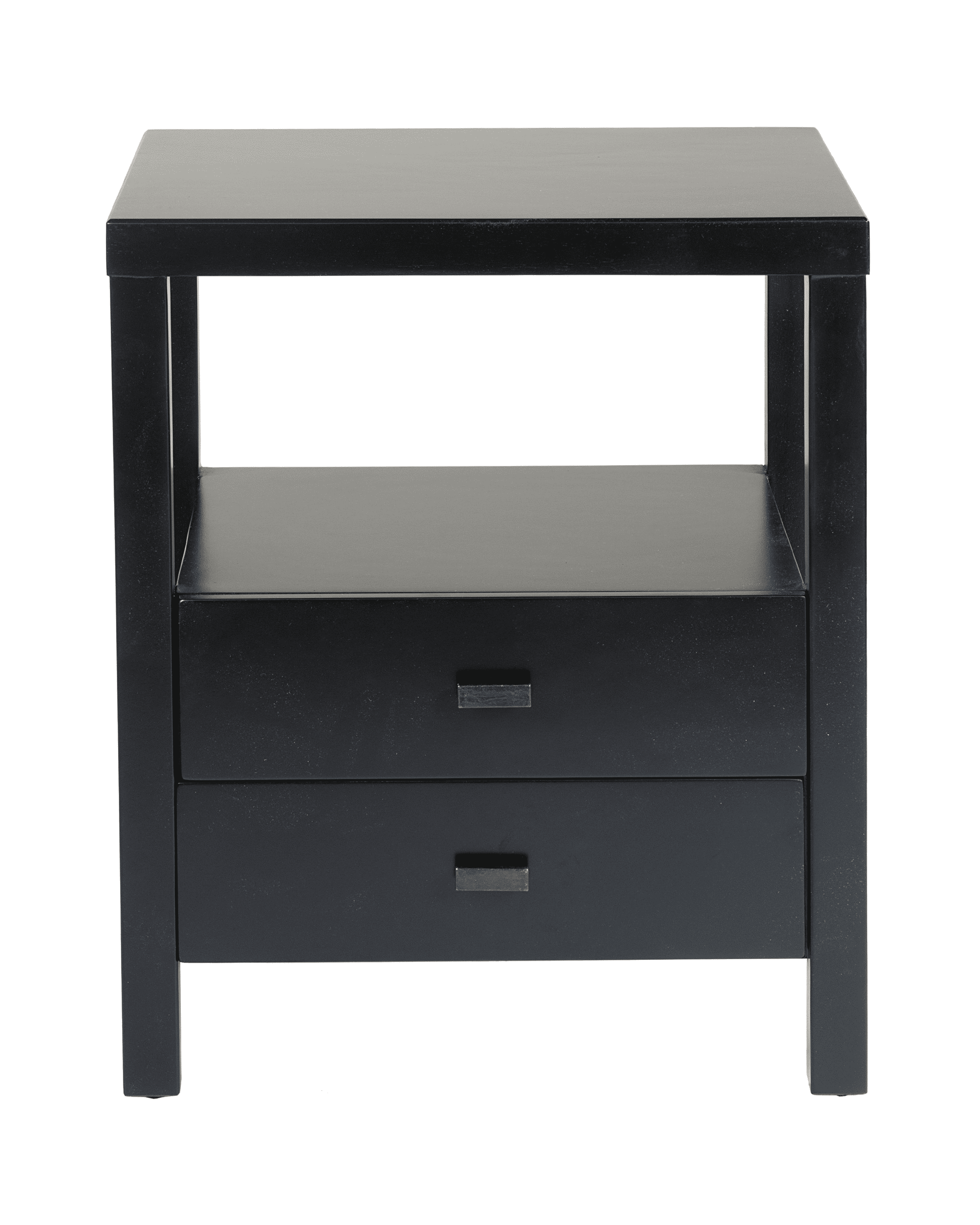 East at Main Westwood Black Solid Wood 2-Drawer Minimalist Nightstand