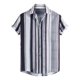 thumbnail image 1 of Blusa informal de manga corta con estampado de rayas playeras y botones para hombre Pompotops oipoqjl27790, 1 of 1