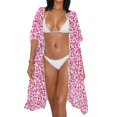 thumbnail image 3 of HELLHERO Leopard Print Design Long Kimono Swimsuit Cover Up Breathable High Quality Fabrics Open Front Long Bathing Suit Cover Up, 3 of 6