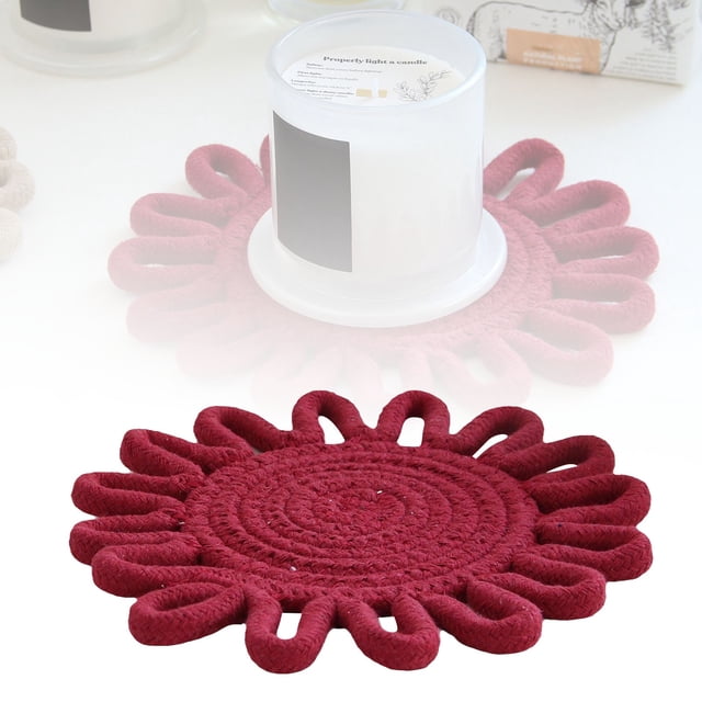 Boreal Craft Weaving Heat Thermal Pad Home Daily Necessities Flower Shaped Dining Rope Handmade Pot Pad Kitchen Table Centerpiece Table Mat And Napkins Circular Table Mat Large Dinning Table Clothes