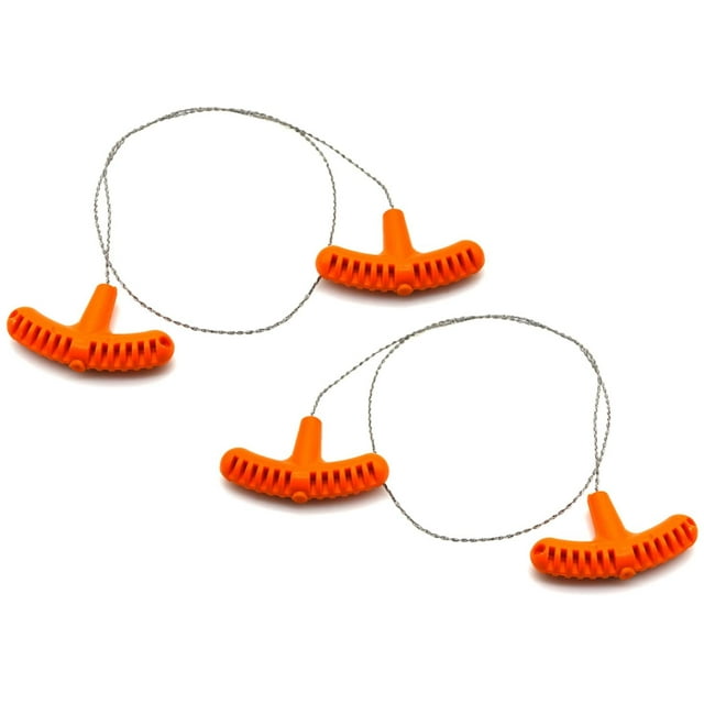 2PCS Rescue Cable Wire Hunting Fishing Hiking Camping Saw Wire Survival Chain Saw with Handles Piscator Zone Outdoor Equipments, Wire Saw Length 60cm Orange