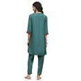 thumbnail image 2 of Biba Rangriti Ensemble Kurta et Pantalon Ethnique Indien (Rose Retreat 22278), Sarcelle, Taille 32, 2 of 5