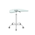 thumbnail image 2 of Adjustable Height Transparent Tempered Glass Table Desk Table with Lockable Wheels(Adjustable Range 24.2 "~32.7 ") 60395, 2 of 9