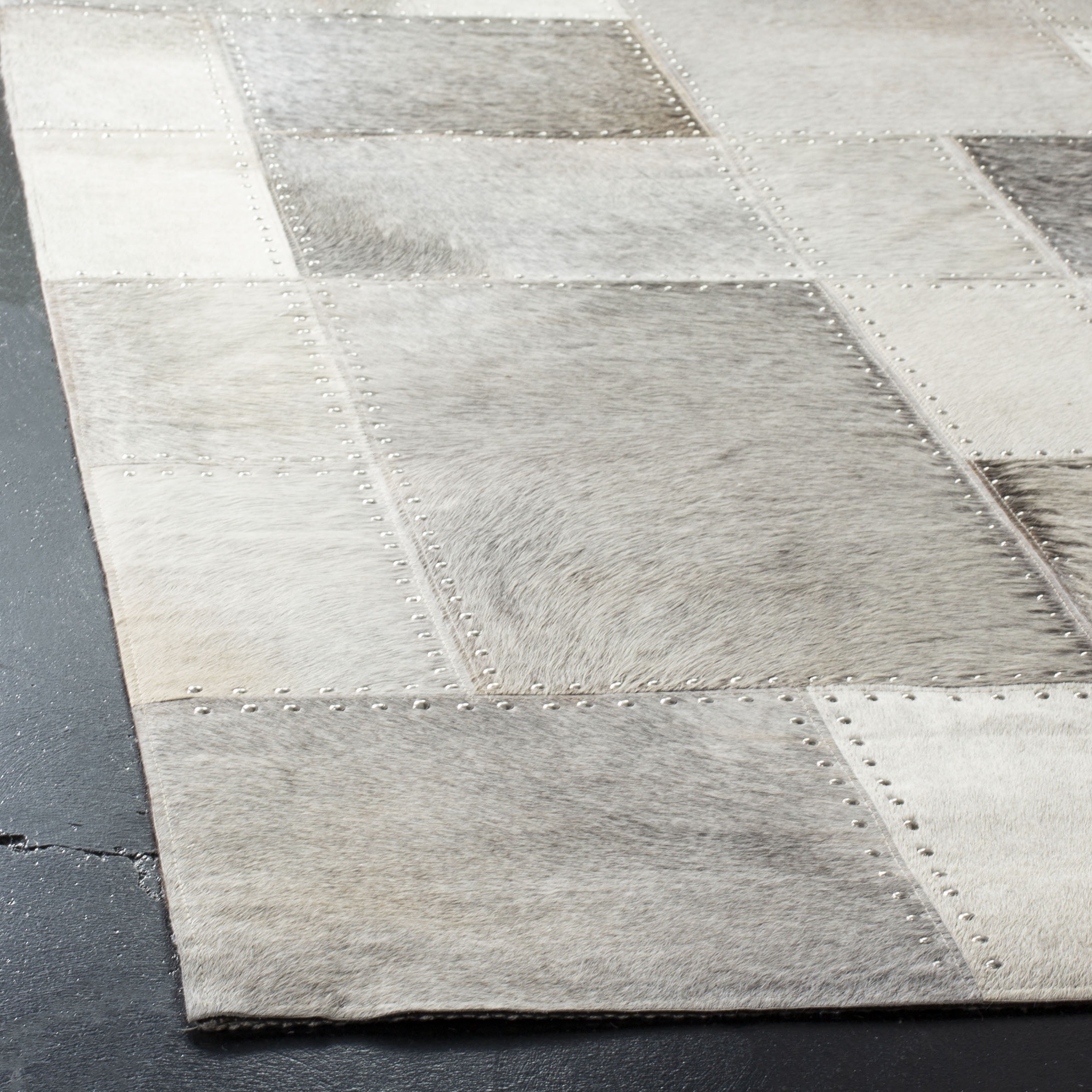 SAFAVIEH Studio Leather Juniper Geometric Area Rug, Grey, 4' x 6'