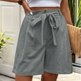 thumbnail image 4 of LOVZFMLL Women's Casual Shorts, Women's Summer Relaxed Fit Straight Leg High Waist Pants Shorts with Pockets Tie Waist Shorts Gray M, 4 of 4