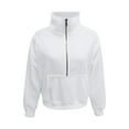 thumbnail image 4 of MIASHUI Women's Half Zip Cropped Pullover Quarter Zipper Sweatshirt Thumb Hole Fall Outfits Casual Wear White,L, 4 of 4