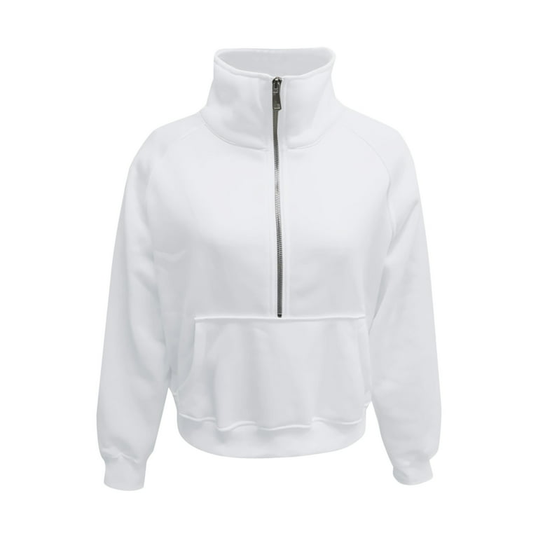 Hessimy Womens Half Zip Hoodies Quarter Zipper Up Cropped
