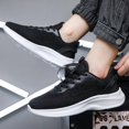 thumbnail image 4 of Heather Black Flyknit Lace-Up Curved White Platform Running Sneakers, 4 of 5