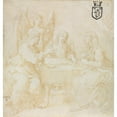thumbnail image 3 of Ludovico Carracci 15x16 Black Modern Framed Museum Art Print Titled - The Holy Family at Table Served by an Angel (C. 1608-1610), 3 of 5