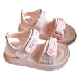 thumbnail image 3 of Staki Girls Sandals Summer Shoes Open Toe Elastic Back Strap Sandals Flat for Little Kids Big Kids Pink,9 Toddler, 3 of 9