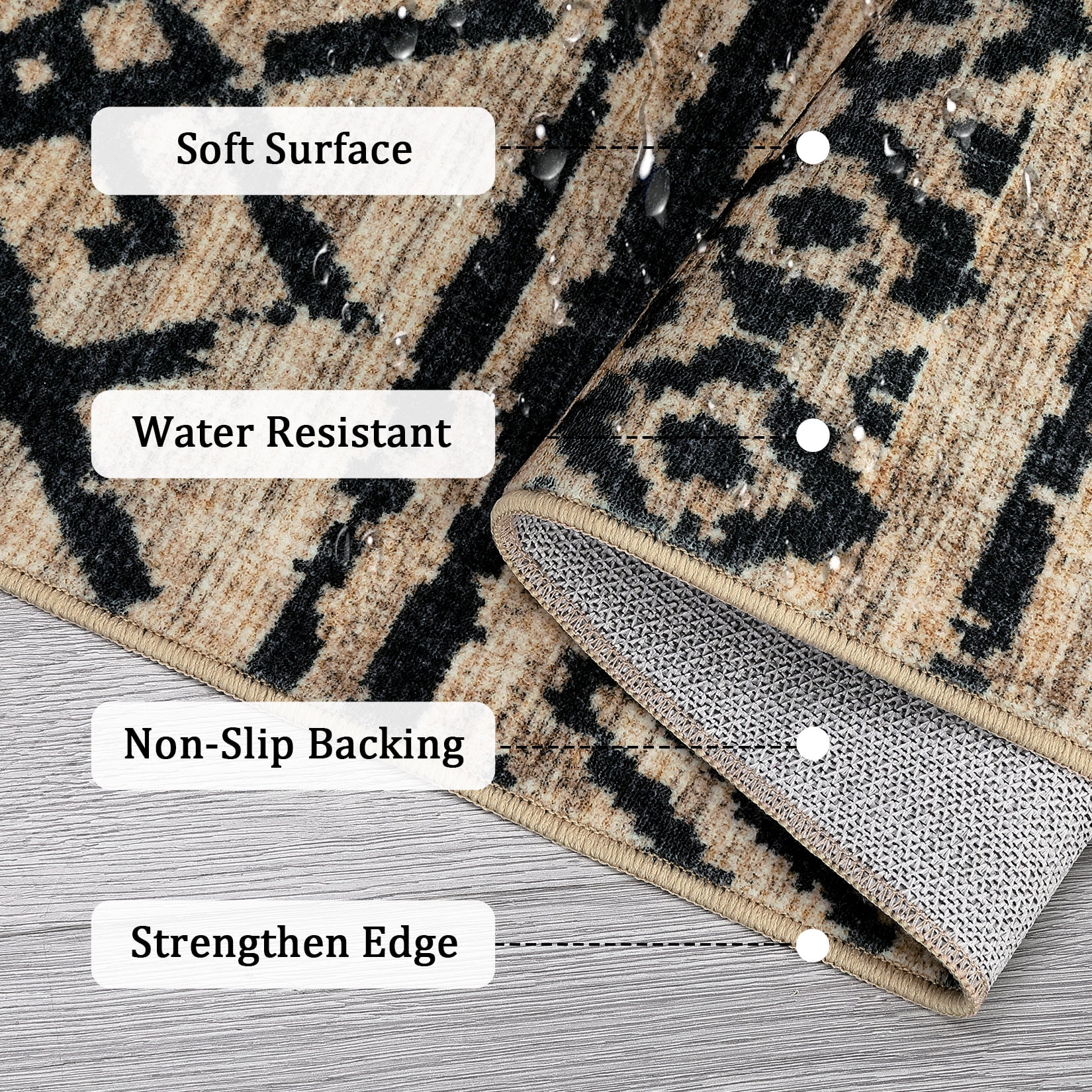 HOMERRY 8' x 10' Area Rug for Living Room Distressed Boho Indoor Carpet for Home Decor, Brown/Black