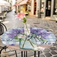thumbnail image 4 of Purple Lavender Fitted Tablecloth with Elastic Edged, Round Table Cloth for Dining Table, Spring Daisy Butterfly Plants Watercolor Blue Waterproof Oil Proof Table Cover for Indoor Outdoor 45"-54", 4 of 8