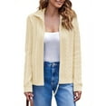 thumbnail image 3 of Long Sleeve Women Vintage Cable Knit Cardigan Zip Up Collared Sweater Coat, 3 of 7