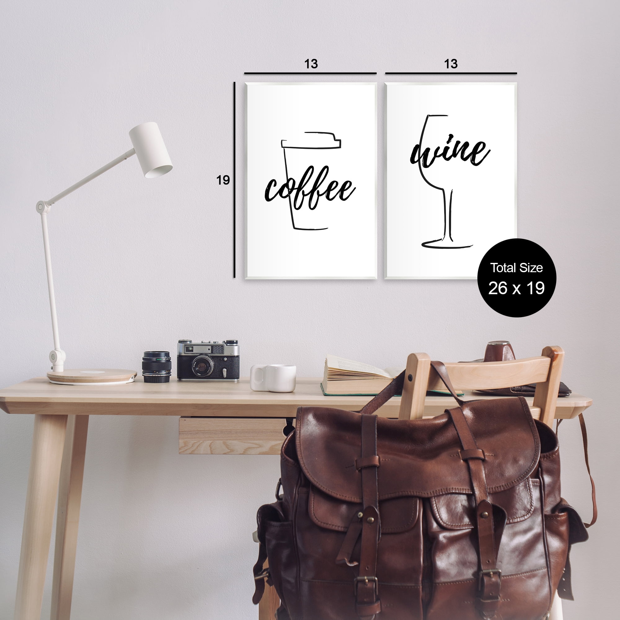 Stupell Industries Simple Coffee Wine Drawing Food & Beverage Painting Unframed Art Print Wall Art, 13 x 19, Set of 2