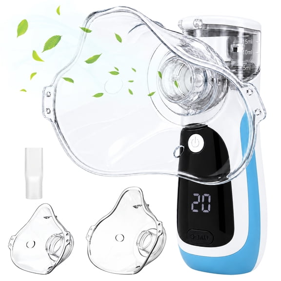 Lesofi Portable Humidifier LCD Handheld Steam Inhaler USB-C Rechargeable Compressor for Adult Kids Blue