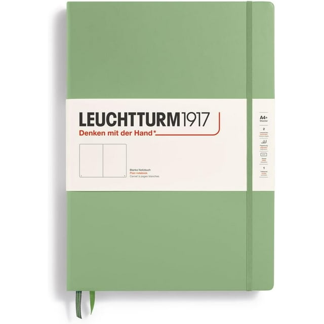 GHSDFBB -Notebook Hardcover Master Classic A4+-235 Numbered Pages for Writing and Journaling (Sage, Plain)