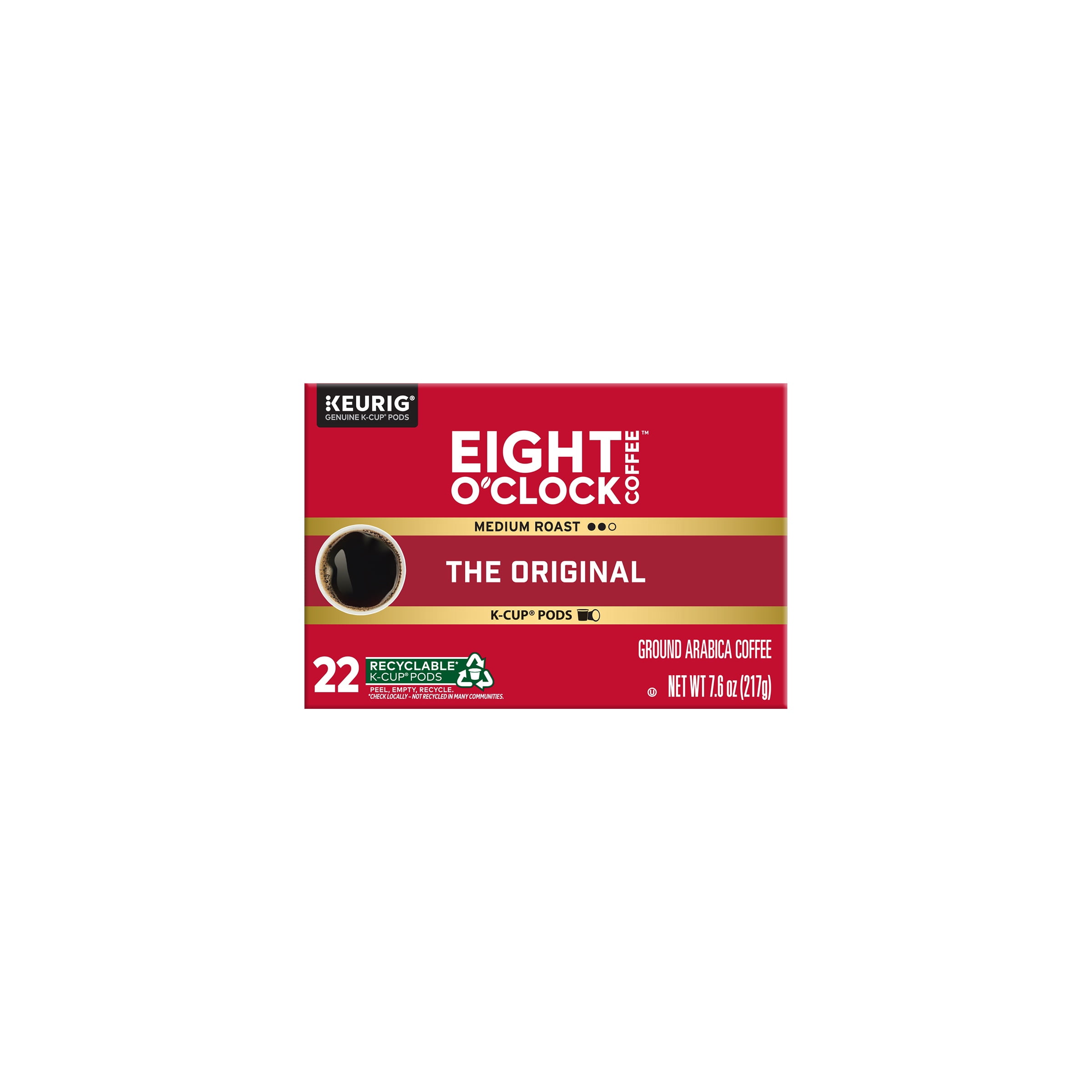 (4 pack) Eight O'Clock Original, Medium Roast Coffee, Keurig K-Cup Single Serve Coffee Pods, 22 Count