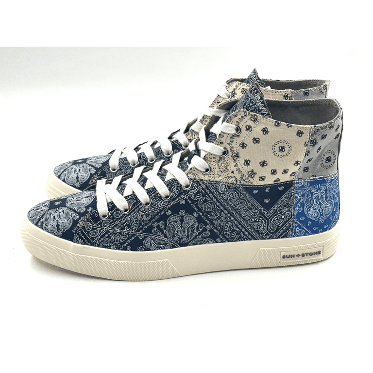 Sun + Stone Men's Mesa fashion High Top Sneakers Blue Bandana Camo 8.5M New