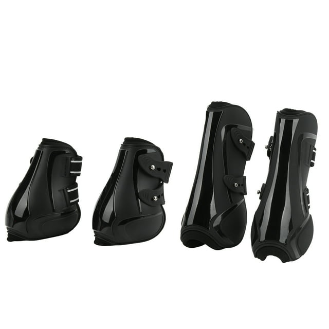 Horse Boots, 4pcs PU Shell Front Hind Horse Leg Boots Horse Leg Wraps Ice Boots For Horses Tendon Fetlock Brace Guard Boots For Riding Shock Absorbing