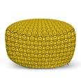 thumbnail image 1 of Emoticon Pouf Cover with Zipper, Smiling Faces Expressing Happiness in Diagonal Joyful, Soft Decorative Fabric Unstuffed Case, 30" W X 17.3" L, Dark Army Green and Yellow, by Ambesonne, 1 of 5