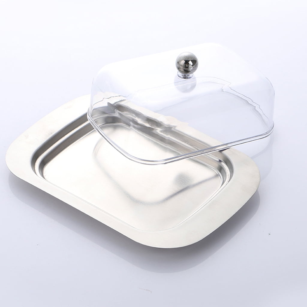 Stainless Dish Premium Butter Dish with Lid and Easy Grip Handle Easy to Use and afe Safe X 12.2 X 6.8cm transparent lid