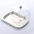 thumbnail image 4 of Stainless Dish | Premium Butter Dish with Lid and Easy Grip Handle | Easy to Use and afe Safe | 18.5cm x 12.2 X 6.8cm transparent lid, 4 of 7