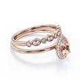 thumbnail image 2 of Beautiful Art Deco 1.75 Carat Pear Cut Affordable Morganite And Diamond Moissanite Engagement Ring, Classic Wedding Ring, One Matching Band in 10k Solid Rose Gold,Promise Ring, Anniversery Ring, 2 of 3