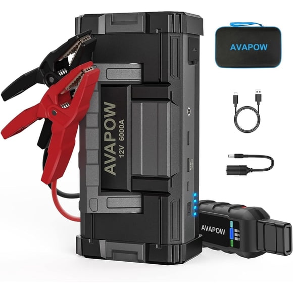 Batería de coche Jump Starter AVAPOW 6000A para gas/diésel, 12 litros