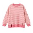 thumbnail image 2 of Girls Striped Sweater Cotton Knit Crew Neck Pullover Tops Girls Casual Fall Winter Clothes, 5-16, 2 of 7