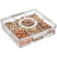 thumbnail image 1 of Divider Tray with Lid and Handle, Snack Bowl, Portable Snack Tray Organizer for Candy, Fruits, Nuts and Snacks for Parties, Entertainment Events and Picnics., 1 of 6