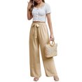 thumbnail image 5 of Anygrew Women Casual Wide Leg Pants High Waisted Business Work Casual Pants Loose Flowy Beach Palazzo Pants, 5 of 8