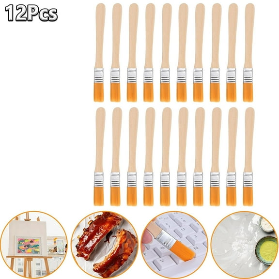 Tutuviw 12 Pcs 0.5 in Touch Up Paint Brushes, Trim Painting Tool with Wooden Handle, Small Edge Paint Brushes for Walls, Chip Paint Brushes for Cabinets, Fences, Edge Painting Tool