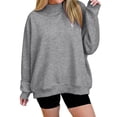 thumbnail image 2 of Nfurl Womens Mock Neck Sweatshirt Oversized Long Sleeve Pullover Tops Loose Fit Casual Trendy Going Out Ladies Sweatshirts Gray,XXL, 2 of 8