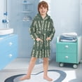 thumbnail image 5 of FORMRS Niños Bathrobe Unisex Hooded Robe Soft Plush Pajamas Sleepwear, Size 7-9T, Dark Green Leaves, 5 of 7