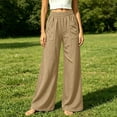 thumbnail image 6 of MYAOYINo Boundaries Womens Elastic Waist Wide Leg Pants Large Patch Pockets Casual Trousers, 6 of 7