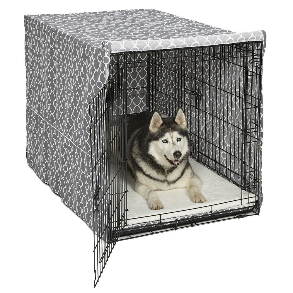 Dog Crate Cover High Quality Quiet Time Private Secure Comfort Cool Grey Pattern (48") Walmart