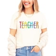 thumbnail image 4 of Kindergarten Teacher Shirt for Women Cute Rainbow Back to School Teacher Appreciation Graphic Tee Natural Shirt Adult Medium, 4 of 7