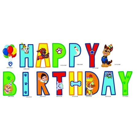 Paw Patrol Nickelodeon Happy Birthday Yard Sign Kit, 15 Sign Pieces, Stakes Included, Party Decoration