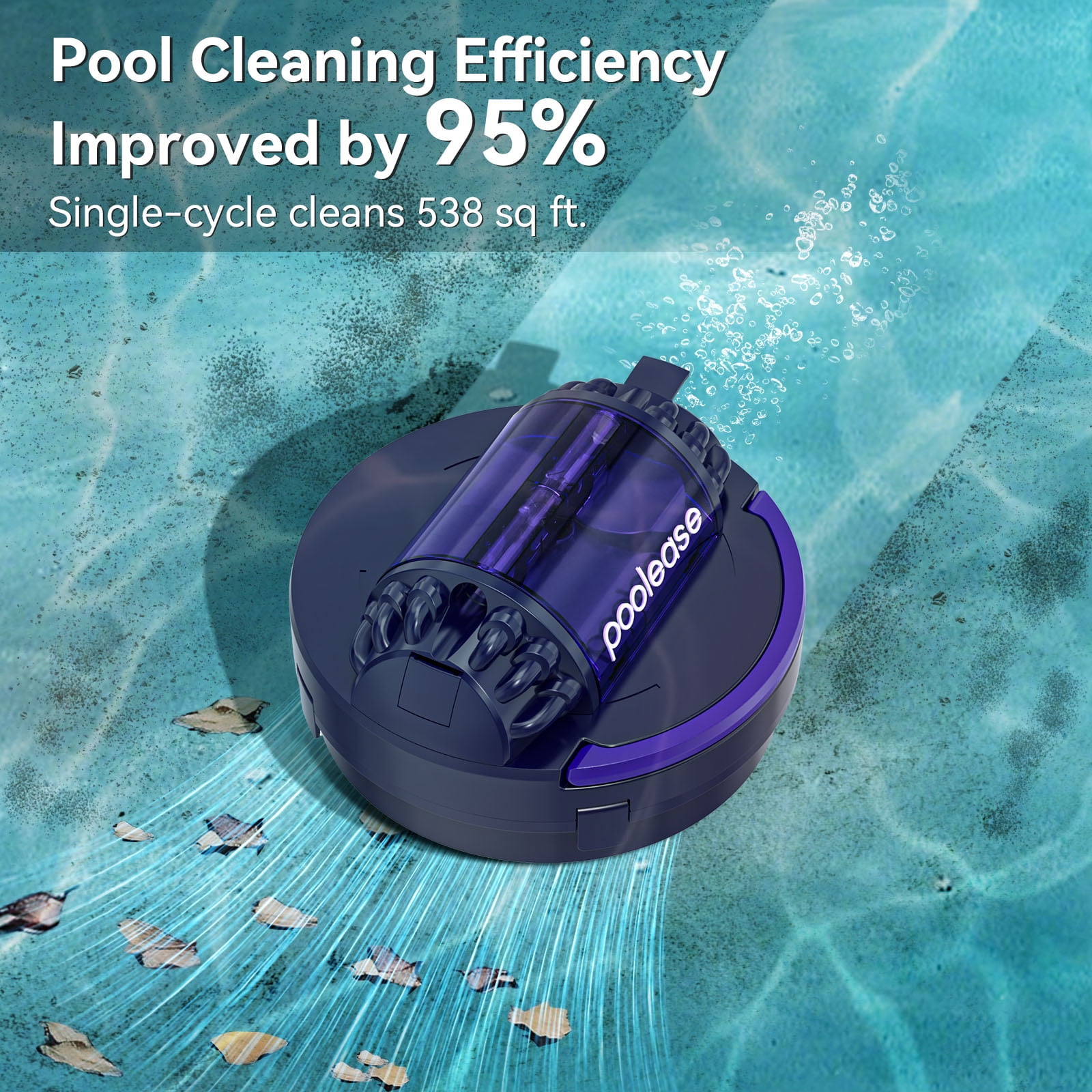 Poolease Cordless Robotic Automatic Pool Cleaner, Dual 45W Motors, Self-Parking, for In-Ground & Above Ground Pools