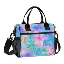 FORMRS Insulated Lunch Bag Unisex Large Capacity with Shoulder Strap, Neon Starfish Pattern