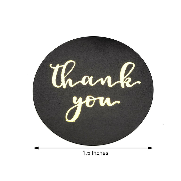 Efavormart 500pcs - 1.5 inch Round Thank You Stickers Roll with Gold Foil Text on Black, DIY Envelope Seal Labels for DIY, Party, Weddings, Baby