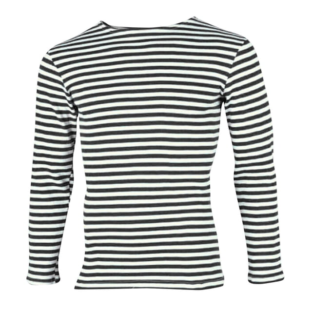 MHFRRA Camiseta Informal de Manga Larga con Cuello Redondo y Estampado a Rayas para Mujer y Hombre Negro